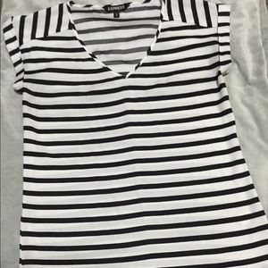 Black and white striped V-neck shirt size XS